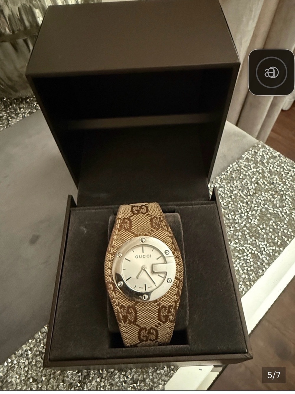 Gucci Beige & Brown GG Canvas Women's Bracelet Watch